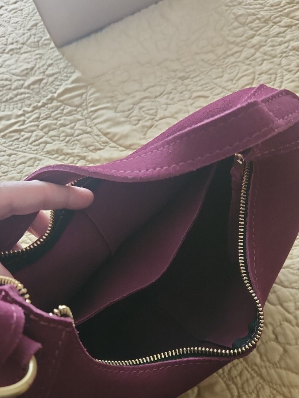 Portland Leather Purple Crescent Shoulder Bag size small - Picture 11 of 11